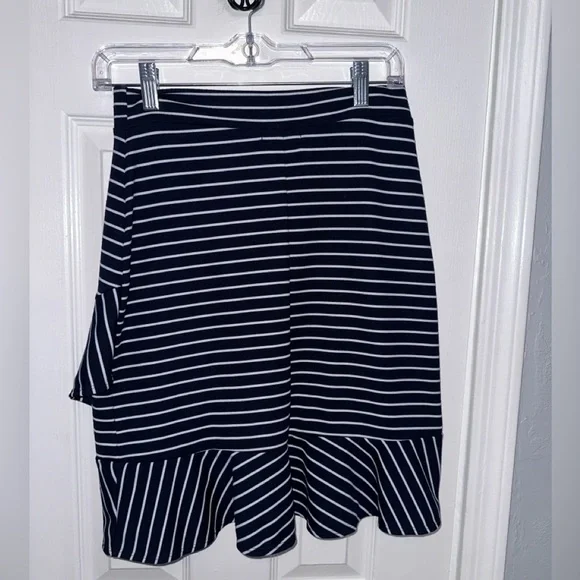Popular Basics Black and White Striped Mini Skirt - Picture 6 of 7